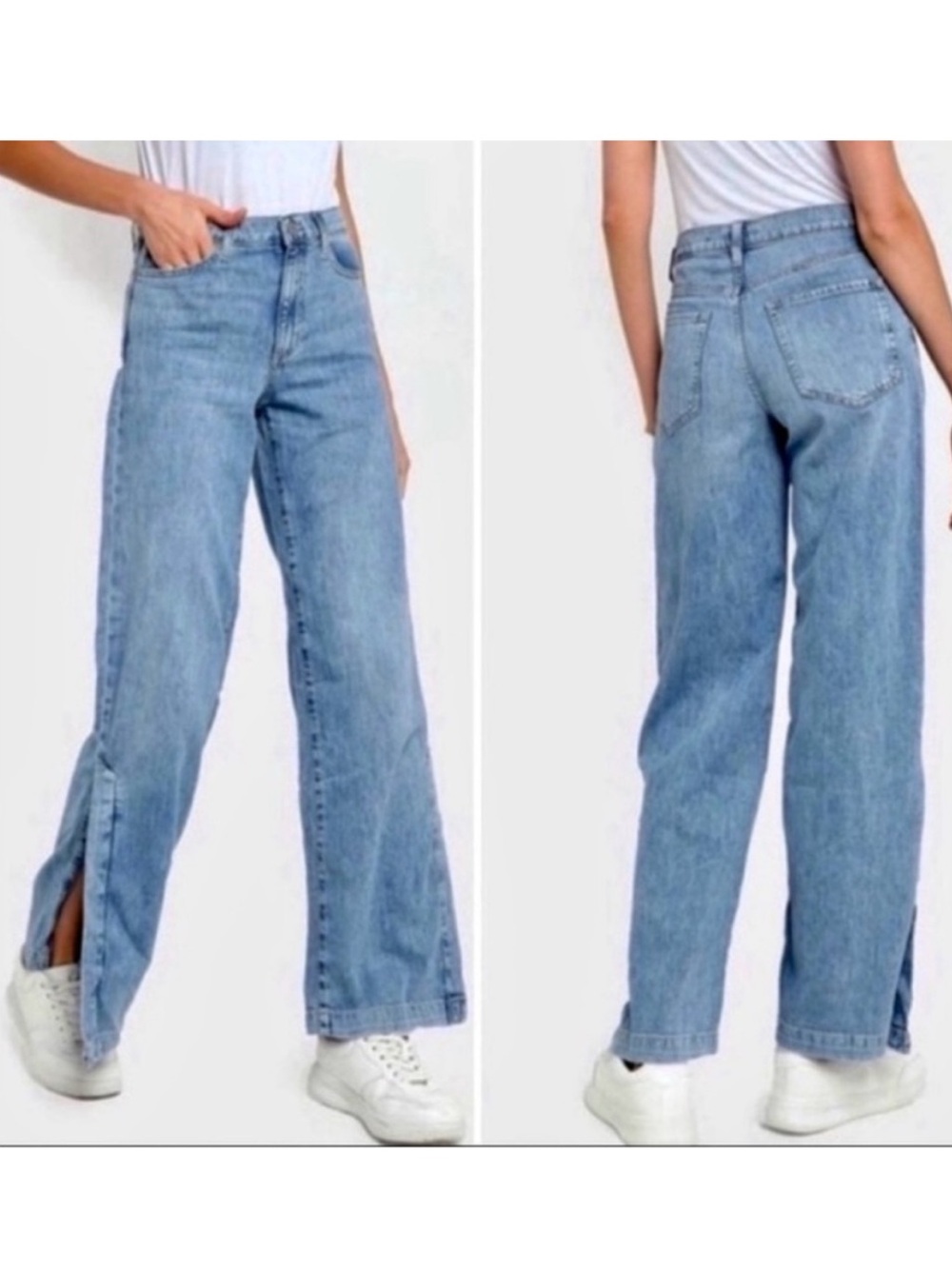 Banana Republic High Rise Wide Leg Split Dark Denim Jeans